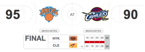 Cavaliers vs Knicks